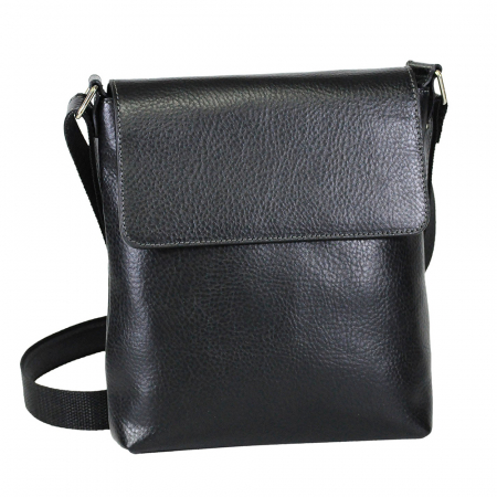 Barbati - Borseta de barbati din piele naturala moale, model 055, Negru mat