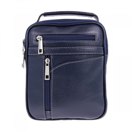 Borseta de barbati din piele naturala moale, model 071, Bleumarin mat [6]