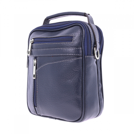 Borseta de barbati din piele naturala moale, model 071, Bleumarin mat [7]