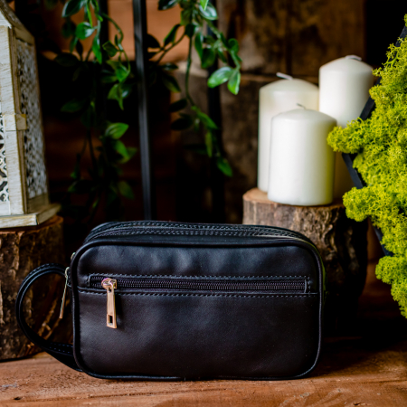 Borseta de barbati din piele naturala, model 013 de mana, Negru [1]
