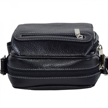 Borseta de barbati din piele naturala moale, model 02, Negru mat [5]