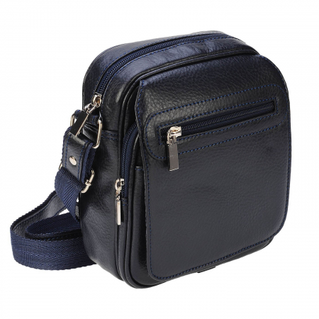 Borsete - Borseta de barbati din piele naturala moale, model 02, Bleumarin mat