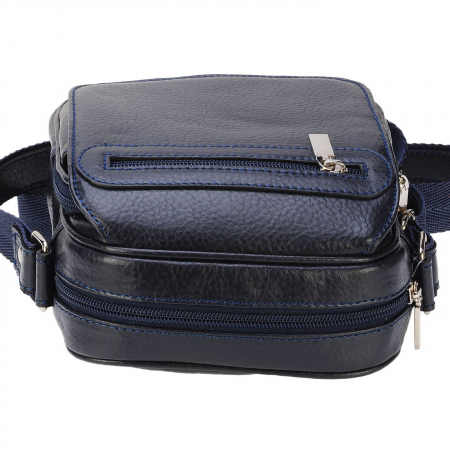Borseta de barbati din piele naturala moale, model 02, Bleumarin mat [5]