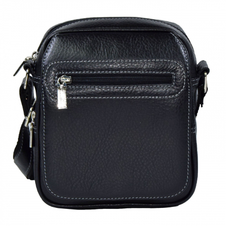 Borseta de barbati din piele naturala moale, model 02, Negru mat [1]