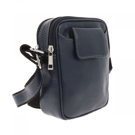 Borsete - Borseta de barbati din piele naturala moale, model 026, Bleumarin mat
