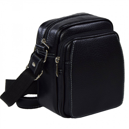 Borsete - Borseta de barbati din piele naturala moale, model 03, Negru mat