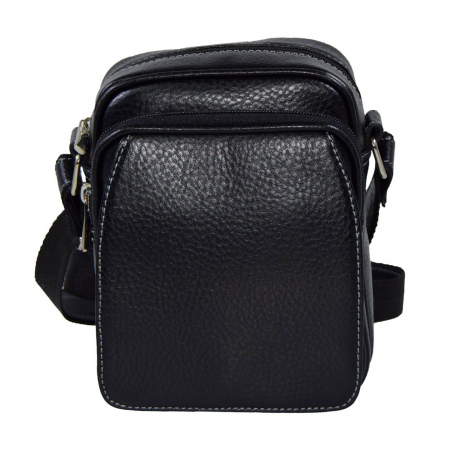 Borseta de barbati din piele naturala moale, model 03, Negru mat [1]