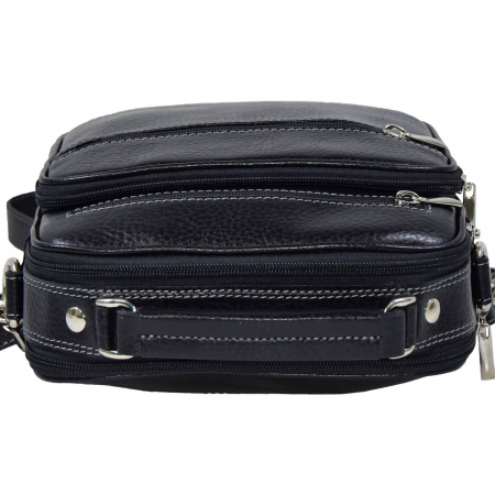 Borseta de barbati din piele naturala moale, model 030, Negru mat [4]