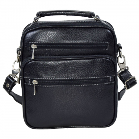 Borseta de barbati din piele naturala moale, model 030, Negru mat [1]
