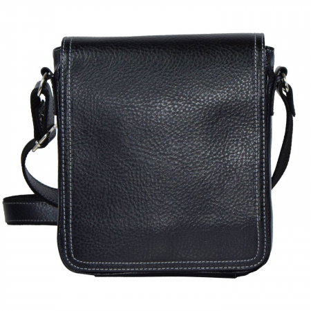 Borseta de barbati din piele naturala moale, model 05, Negru mat [1]