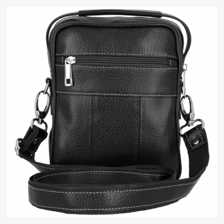Borseta de barbati din piele naturala moale, model 065, Negru mat [2]
