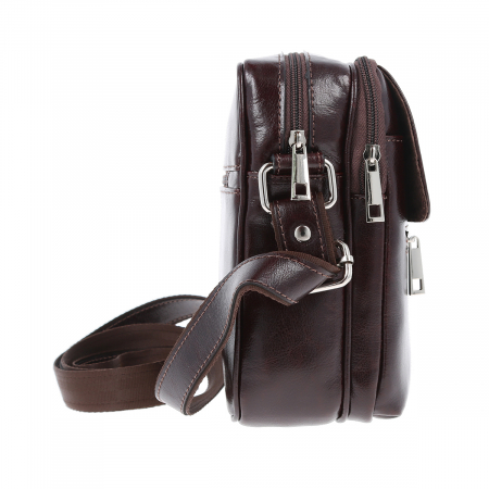 Borseta de barbati din piele naturala, model 066, Maro inchis [3]