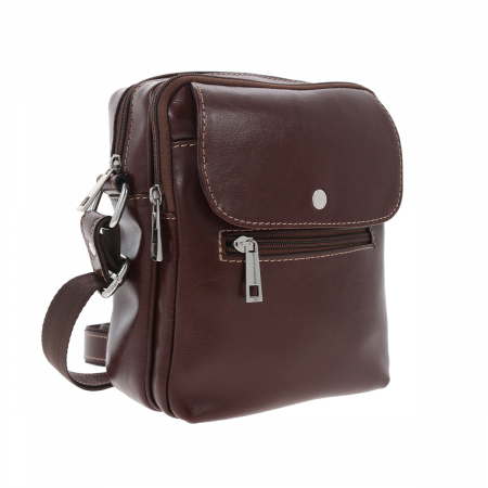 Genti - Borseta de barbati din piele naturala, model 066, Maro coniac
