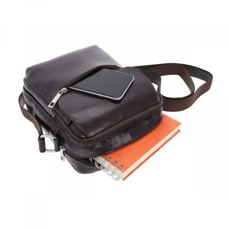 Borseta de barbati din piele naturala, model 066, Maro inchis [4]