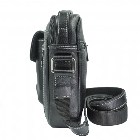 Borseta de barbati din piele naturala, model 074, Negru mat [3]