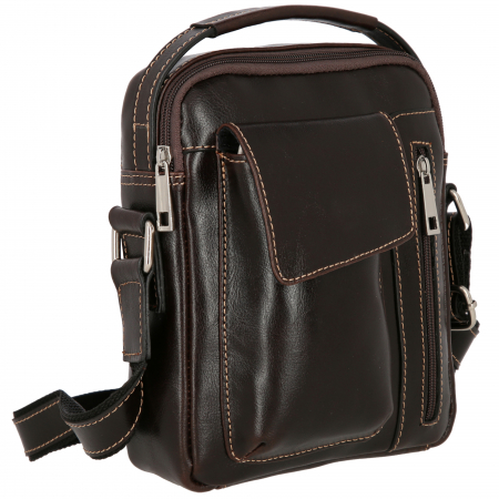 Genti - Borseta de barbati din piele naturala, model 074, Maro vintage