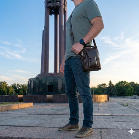 Barbati - Borseta de barbati din piele naturala, model 074, Maro vintage