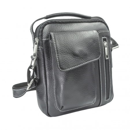Genti - Borseta de barbati din piele naturala, model 074, Negru mat