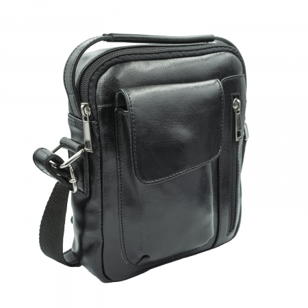 Borsete - Borseta de barbati din piele naturala, model 074, Negru lucios
