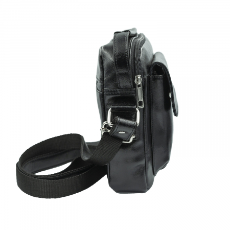 Borseta de barbati din piele naturala, model 074, Negru lucios [3]