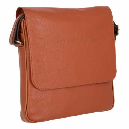 Genti - Borseta de barbati din piele naturala moale, model S01, Maro coniac