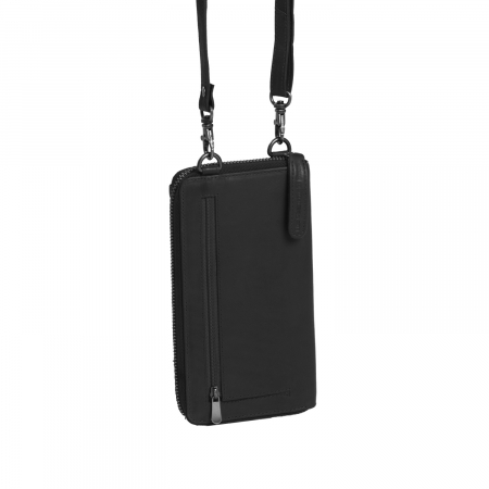 Geanta din piele naturala pentru telefon, The Chesterfield Brand, Malaga, de mana si umar, Negru [3]