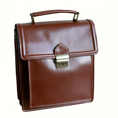 Barbati - Borseta office din piele maro coniac model B102