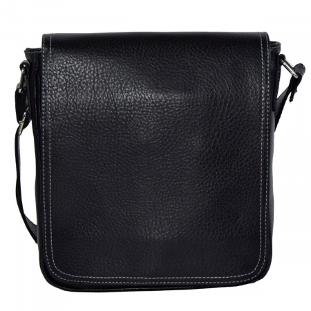 Borseta de barbati din piele naturala moale, model 04, Negru mat [1]