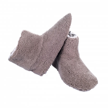 Botosei de casa din blana naturala de miel, confortabila, model unisex, Gri [3]