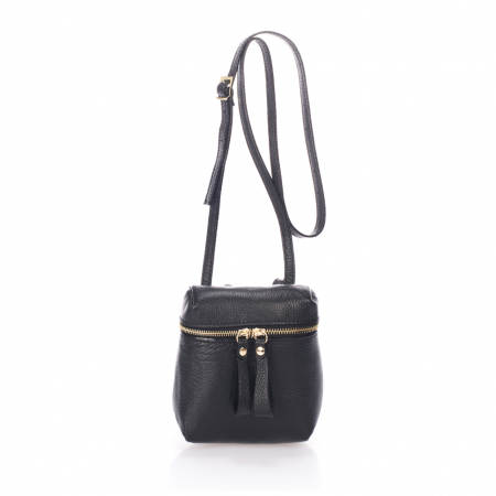 Borsete brau - Geanta brau Massimo Castelli, din piele naturala, model 7080, Negru