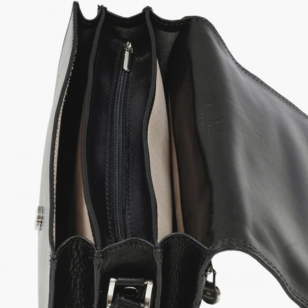 Geanta casual de umar din piele vachetta, model S5512, Negru [2]