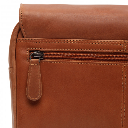 Geanta cosmetice pentru barbati, The Chesterfield Brand, cu maner si agatatoare metalica, Rosario, Maro coniac [5]