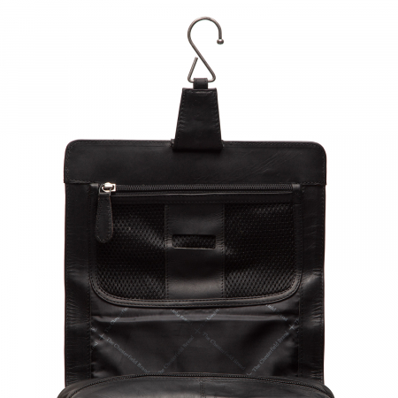 Geanta cosmetice pentru barbati, The Chesterfield Brand, cu maner si agatatoare metalica, Rosario, Negru [3]