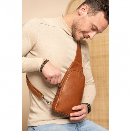Geanta crossbody din piele naturala, The Chesterfield Brand, Bari, Maro coniac