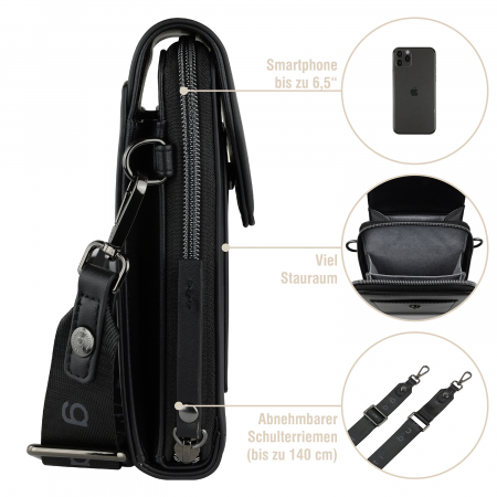 Geanta dama crossbody, bugatti, cu compartiment pentru telefon, seria Almata 496653, Negru [2]