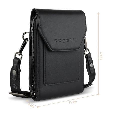 Geanta dama crossbody, bugatti, cu compartiment pentru telefon, seria Almata 496653, Negru [3]