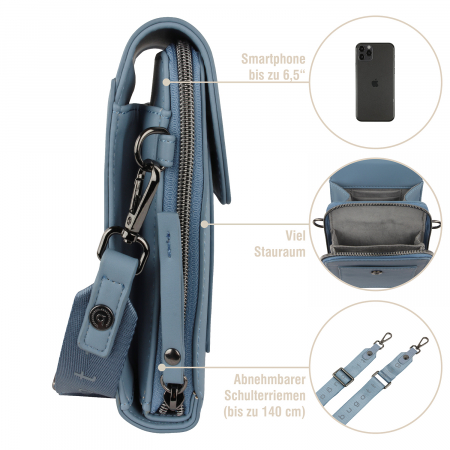 Geanta dama crossbody, bugatti, cu compartiment pentru telefon, seria Almata 496653, Albastru [4]