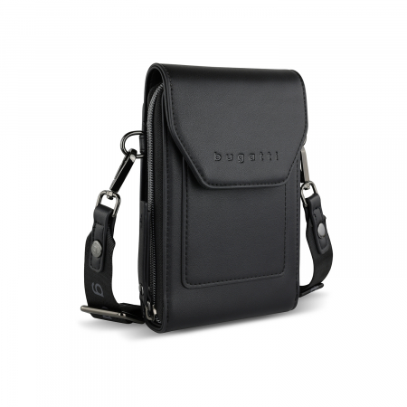 Genti telefon - Geanta dama crossbody, bugatti, cu compartiment pentru telefon, seria Almata 496653, Negru