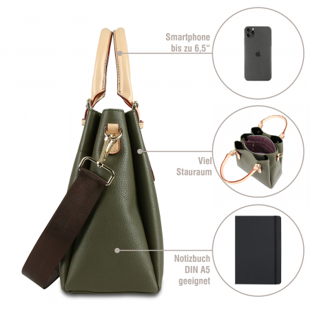 Geanta dama din material sintetic, bugatti, Ella Top Handle M, Verde olive [2]