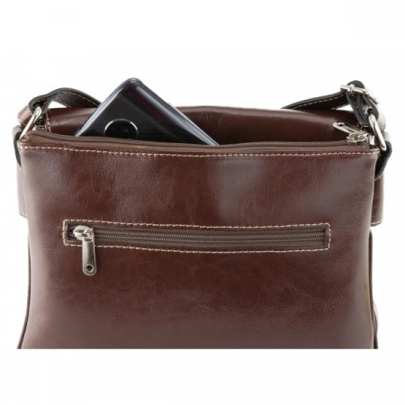 Geanta dama din piele naturala, model 252 crossbody, Maro coniac [3]