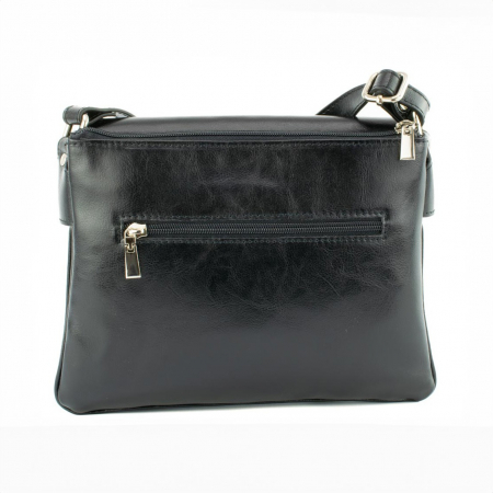 Geanta dama din piele naturala cu capac impletit, model 252 crossbody, Negru [3]