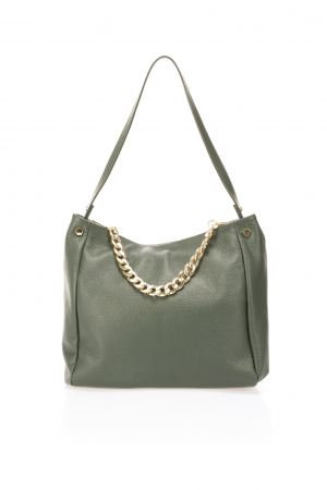 Genti de zi - Geanta dama din piele naturala, Massimo Castelli, model 1044, Verde inchis