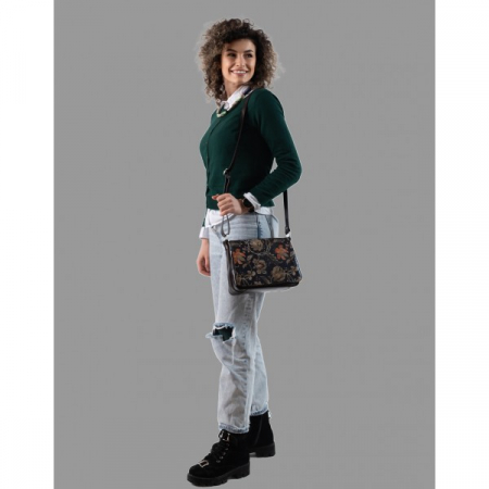 Geanta dama din piele naturala, model 127, de umar si crossbody, Maro inchis [1]