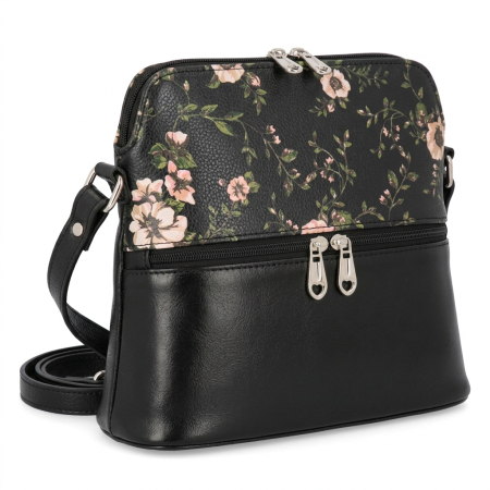 Genti de zi - Geanta dama din piele naturala, model 239, de umar si crossbody Negru / multicolor