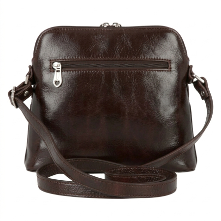 Geanta dama din piele naturala, model 239, de umar si crossbody, Maro cu flori [2]