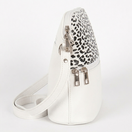 Geanta dama din piele naturala, model 239, de umar si crossbody Alb / Print [2]