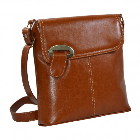 Genti de zi - Geanta dama din piele naturala, model 75, Maro tabac