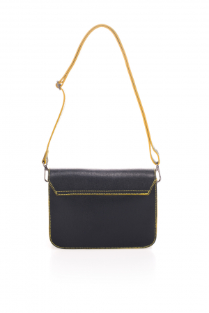 Geanta dama Massimo Castelli, din piele naturala, model 16041G, Negru/Galben [1]
