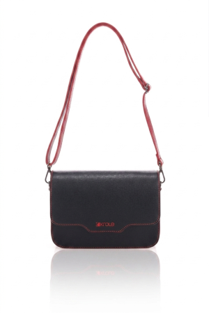Geanta dama Massimo Castelli, din piele naturala, model 16041, Negru/Rosu [1]