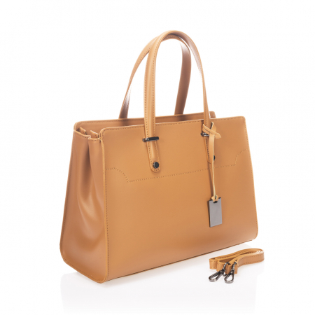 Genti de zi - Geanta dama Massimo Castelli, din piele naturala, model 9634, Maro coniac